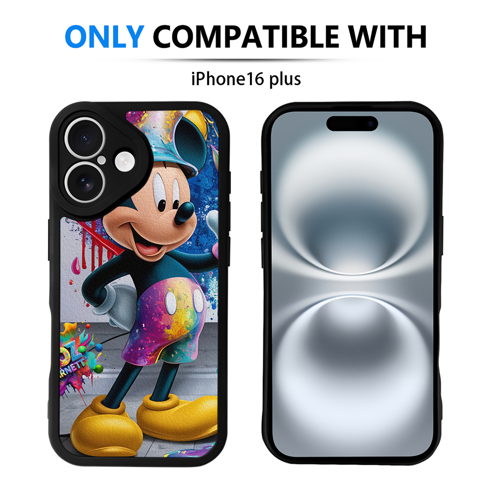 （画像用） ミッキーマウス Mickey Mouse 【iPhone 16シリーズ対応】シリコンスマホケース（レザー調） 材質：シリコン